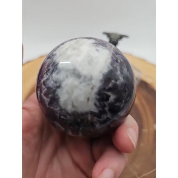Amethyst Sphere .82lb 65mm W/Dragon Stand - Picture 9 of 12